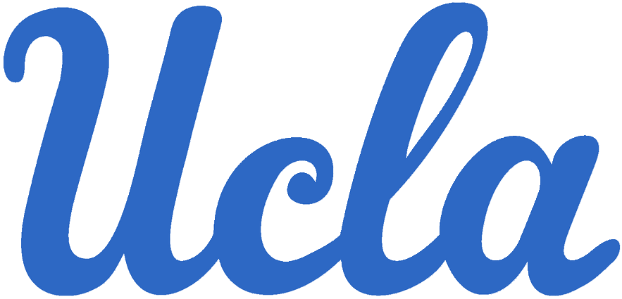 A blue and black logo for ucla.