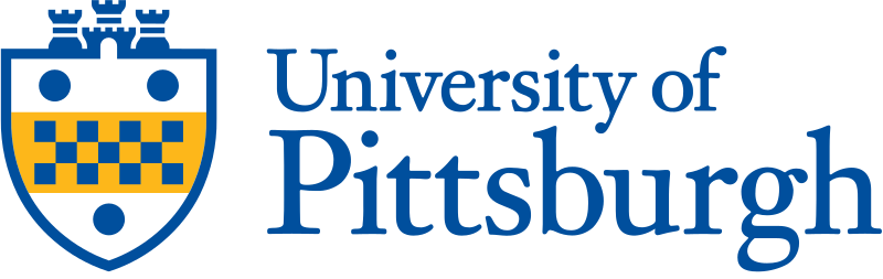A black background with blue letters that say university of pittsburgh.