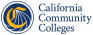 A blue and white logo for california community colleges.