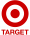 A red target logo on a black background.